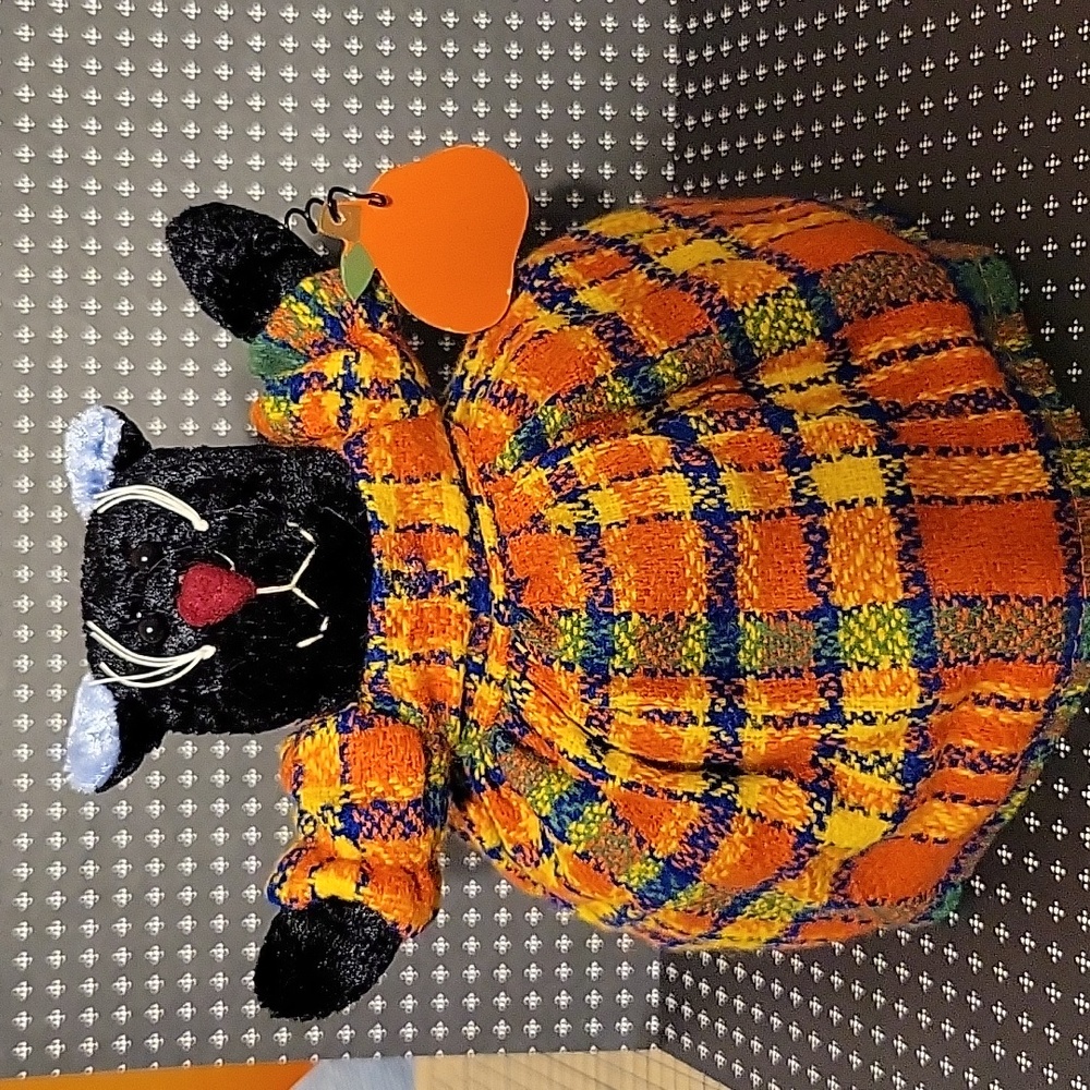 Rare Dippity Flip Vintage Halloween Plush Pumpkin Cat Magic Doll